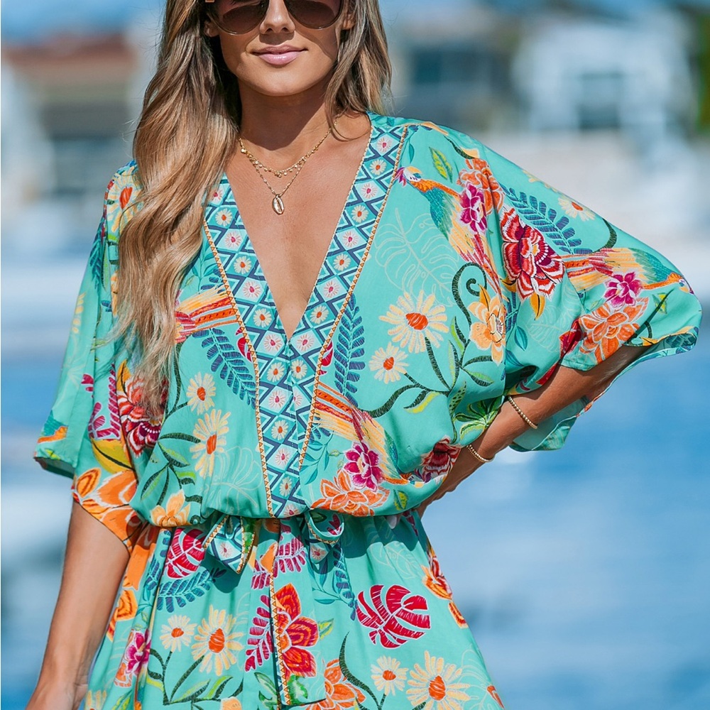 Tropical Dolman Sleeve Casual Mini
Dress